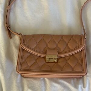 Vera Bradley Camel Quilted Leather Crossbody Bag